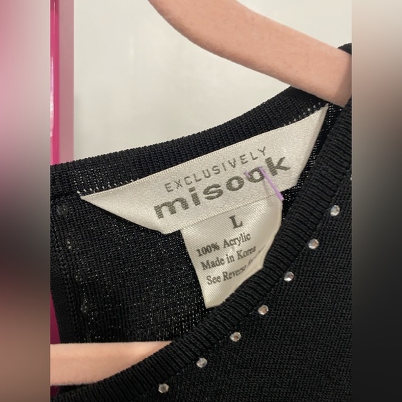 Misook Black Knit Top with Sparkling Details and skirt set - Picture 2 of 6